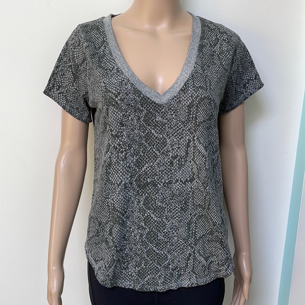 Chaser snakeskin print top gray
